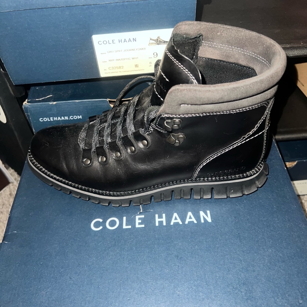Cole Haan Black Leather Hiking Boots